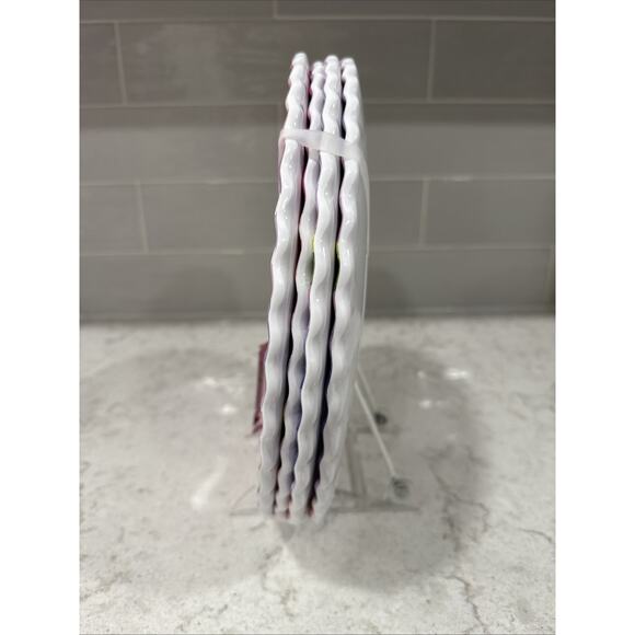 Set 4 Jolie Fleur Floral Roses 11” Melamine Dinner Plates Pink Purple Spring New - Picture 3 of 6